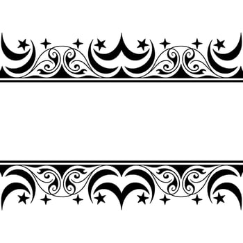 Intricate Crescent Moon Border, Celestial vector