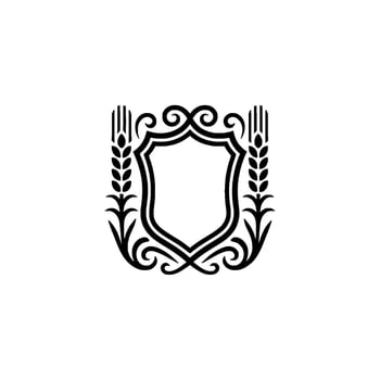 Elegant Shield Emblem, Vintage Flourishes, Protective vector