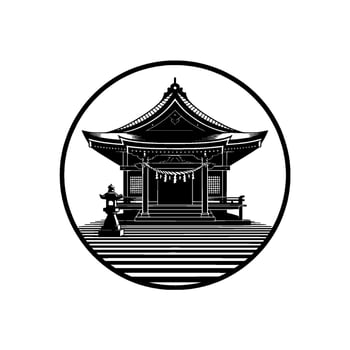 Serene Temple Emblem, Minimalist Japanese vector