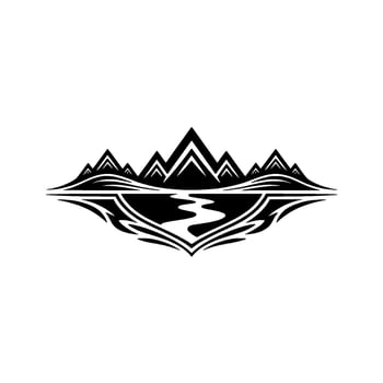 Stylized Mountain Reflection Emblem - Tranquil Wilderness Symbol vector