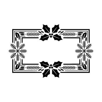 Elegant Winter Frame Holly, Snowflakes, and Deco Style vector