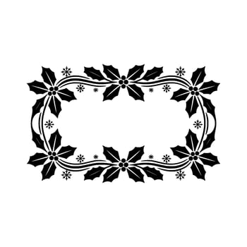 Elegant Holly Frame, Winter Festive Border, Vintage vector