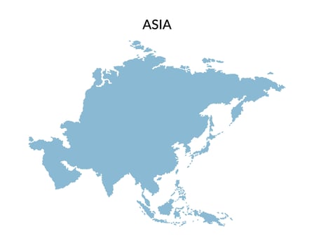The territory of asian countries in flat style isolated on white background. vector