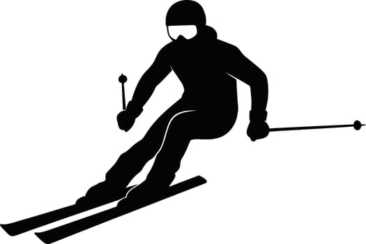 A silhouette of a skier on skis vector