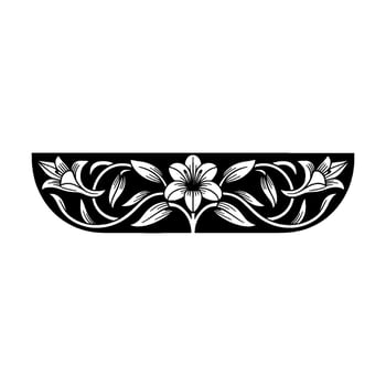 Elegant Black and White Floral Ornament, Vintage Style vector