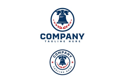 Patriotic logo featuring the Liberty Bell inside a circular badge with laurel accents. Great for heritage branding, civic organizations, or American history themes. vector