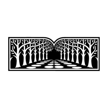 Stylized Forest Path, Geometric Silhouette, Tranquil Vista vector