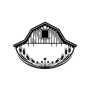 Rustic Barn Emblem, Harvest Bounty Silhouette vector