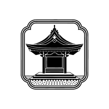 Minimalist Pagoda Emblem, Serene Asian vector