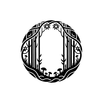Stylized Forest O Emblem, Tribal, Mystical Symbol vector