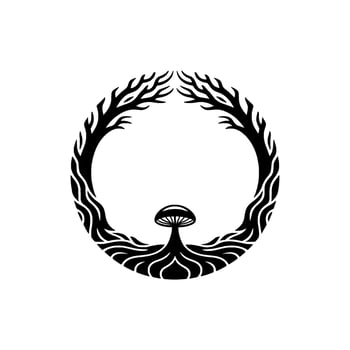 Mystical Mushroom Circle, Organic Emblem vector