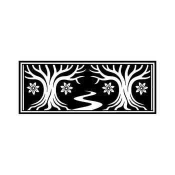 Stylized Tree Stream Emblem, Vintage Botanical Illustration vector