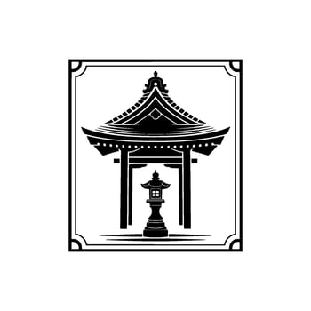 Geometric Japanese Pagoda Emblem, Minimalist vector