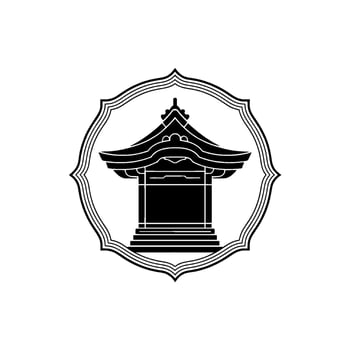 Japanese Pavilion Silhouette, Minimalist Emblem vector