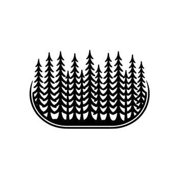 Minimalist Pine Forest Silhouette, Tranquil Wilderness Emblem vector
