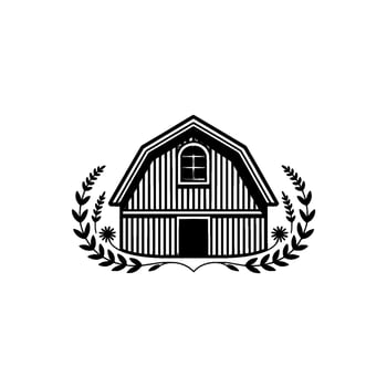 Rustic Barn Emblem, Vintage Farmhouse Illustration, Agricultural vector