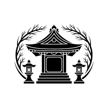 Japanese Temple Emblem, Serene Symbolism vector
