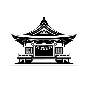 Japanese Temple Silhouette, Minimalist vector