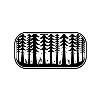 Forest Silhouette Emblem, Minimalist Woodland - Pines vector