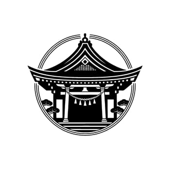Japanese Torii Gate Emblem, Minimalist - Symbol vector