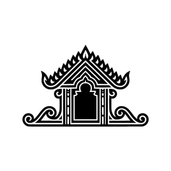 Intricate Thai Temple Silhouette, Minimalist vector