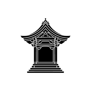 Japanese Pagoda Silhouette, Minimalist, Emblem vector