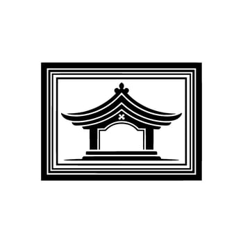 Minimalist Japanese Pavilion Emblem, Serene Symbol vector