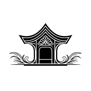 Elegant Asian Pavilion Emblem, Minimalist, Traditional vector