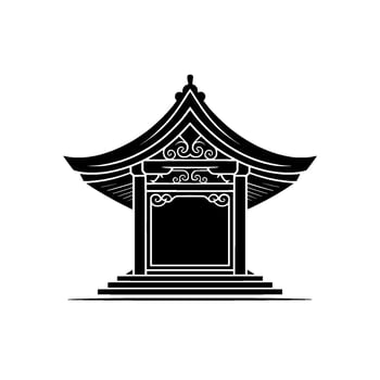 Elegant Asian Pavilion Silhouette, Minimalist - Traditional vector