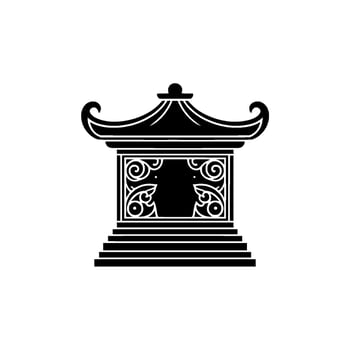 Elegant Asian Pagoda Silhouette, Minimalist vector