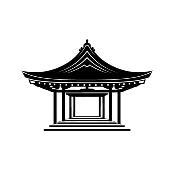 Minimalist Japanese Pagoda, Serene Silhouette vector