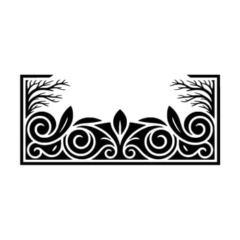Elegant Black Floral Border, Vintage Element, Branch vector
