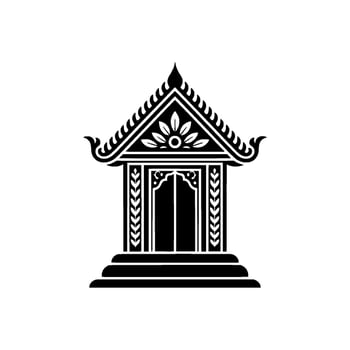 Ornate Thai Temple Entrance, Minimalist Silhouette vector