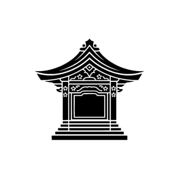 Japanese Temple Entrance, Minimalist Silhouette vector