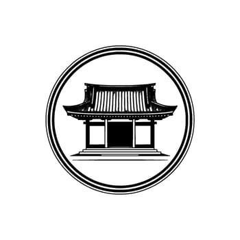 Japanese Pagoda Emblem, Minimalist, Japan vector