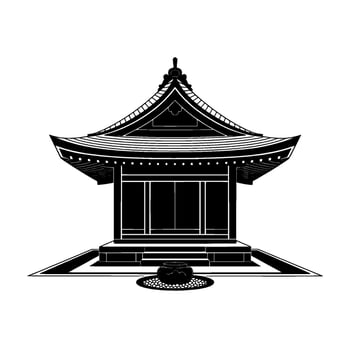 Serene Pavilion Silhouette, Minimalist Zen vector