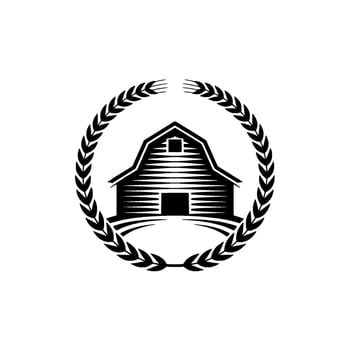 Rustic Barn Emblem, Agricultural Heritage, Vintage Symbol, Wheat vector