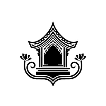 Intricate Asian Window Emblem, Serene Reflection vector