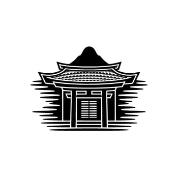 Stylized Japanese Pagoda Emblem, Minimalist vector