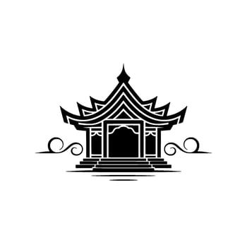 Elegant Thai Pavilion Emblem, Minimalist vector