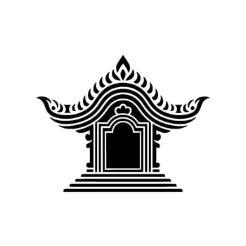 Intricate Thai Temple Silhouette, Minimalist, Thailand vector