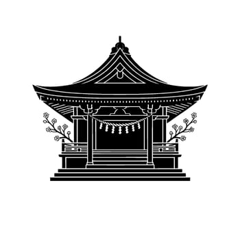 Japanese Pagoda Silhouette, Minimalist Zen vector