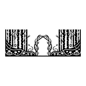 Ethereal Forest Gateway, Black White Illustration vector