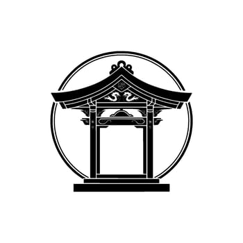 Japanese Torii Gate Emblem, Minimalist, Decorative vector