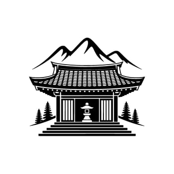 Serene Mountain Pavilion, Emblem of Tranquility vector