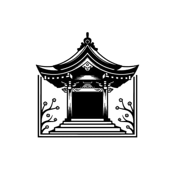 Japanese Pagoda Emblem, Minimalist, Traditional vector