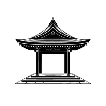 Minimalist Japanese Pagoda, Serene Silhouette - Architecture vector