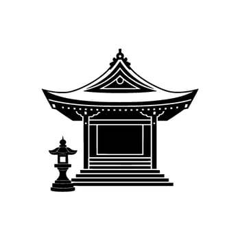 Serene Japanese Pagoda Silhouette, Minimalist vector