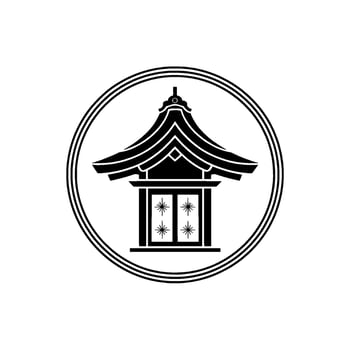 Minimalist Japanese Pagoda Emblem, Serene Reflection vector
