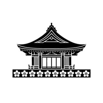Minimalist Japanese Pagoda Emblem, Serene, Japan vector